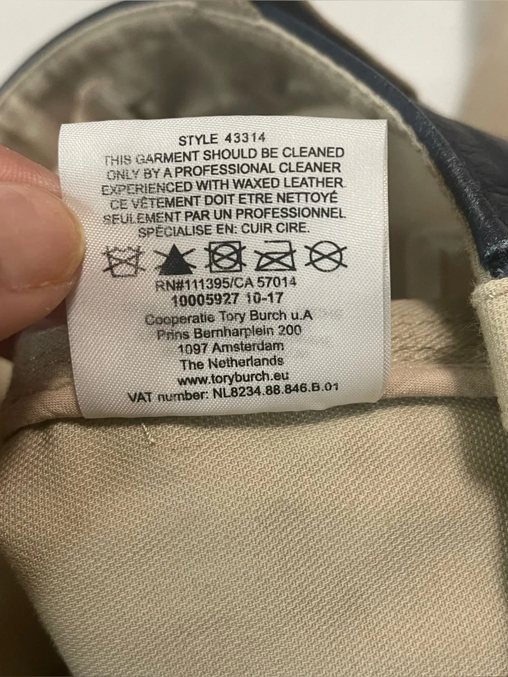 Tory Burch Women's Joss Safari Pants Khaki W/ Navy Leather Waistband Size 4